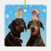 Grappig Dobermans kerstversiering Keramisch Ornament (Achterkant)