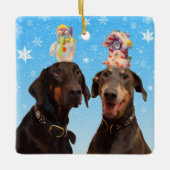 Grappig Dobermans kerstversiering Keramisch Ornament (Voorkant)