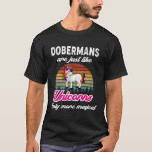 Grappig Dobermans-ontwerp Retro Eenhoorn Vintage Z T-shirt