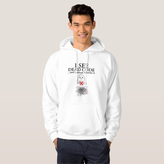 Grappig "Dode Code ZIEN" Programmeur T-shirt (Voorkant volledig)