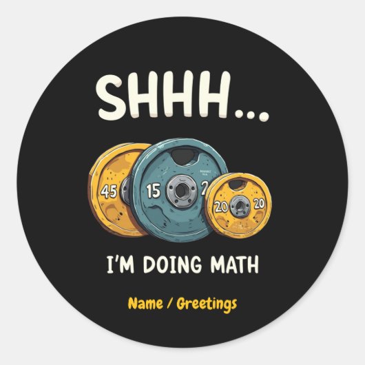 Grappig Doen Wiskunde Gewichtheffen Training Ronde Sticker (Voorkant)