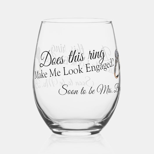 Grappig, doet dit me er geëngageerd uitzien? wijnglas zonder voet (Achterkant)