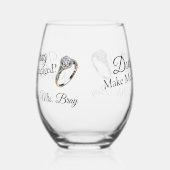 Grappig, doet dit me er geëngageerd uitzien? wijnglas zonder voet (Rechts)