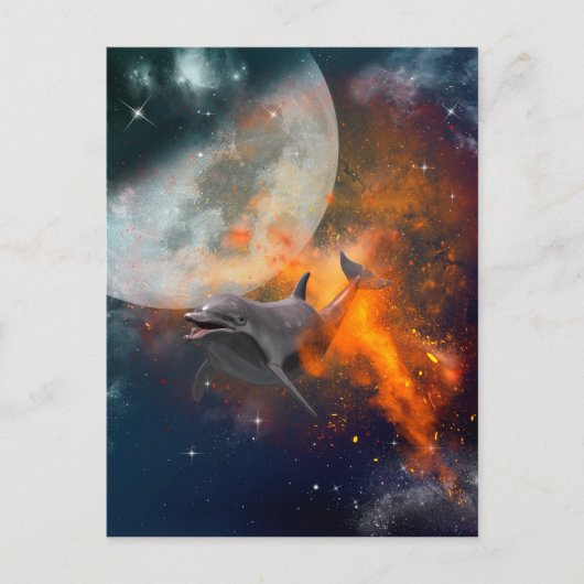 Grappig dolfijn in het universum briefkaart (Voorkant)