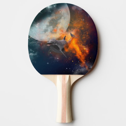 Grappig dolfijn in het universum tafeltennisbatje (Achterkant)