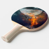 Grappig dolfijn in het universum tafeltennisbatje (Voorkant Gekanteld)