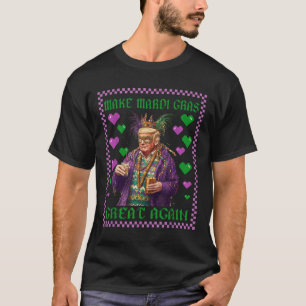Grappig Donald Trump Beads Mardi Gras Festival Fle T-shirt