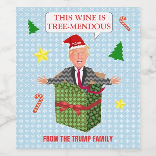 Grappig Donald Trump Christmas Humor Tree-Mendous Wijn Etiket (Enkel label)
