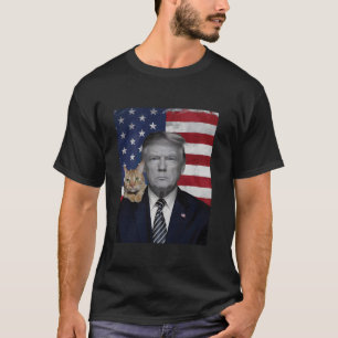 Grappig Donald Trump en kat politieke USA vlag Ele T-shirt