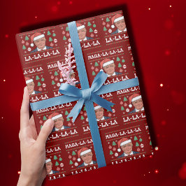 Grappig Donald Trump Maga La La La Lelijke Kerst Cadeaupapier