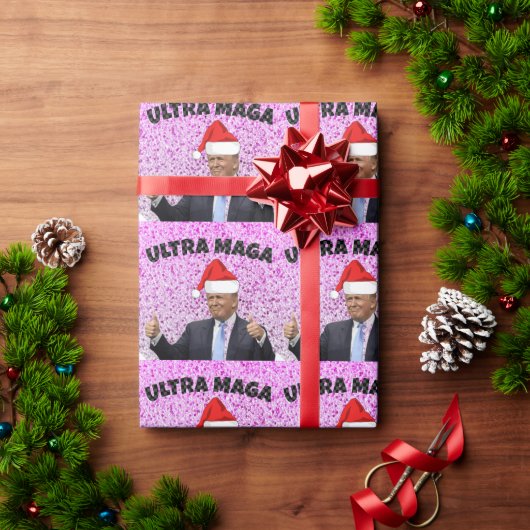 GRAPPIG DONALD TRUMP MET KERSTMUTS CADEAUPAPIER (Feestdagen Geschenken)