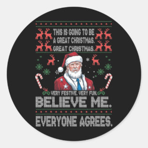 Grappig Donald Trump Vrolijk Kerstfeest Pyjama Ho Ronde Sticker