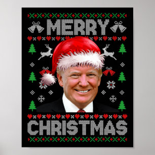 Grappig Donald Trump Vrolijk Kerstgezin Lelijk Zie Poster