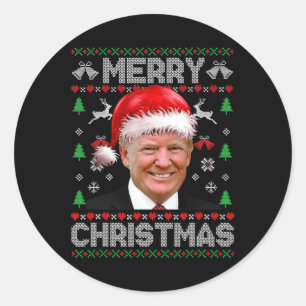 Grappig Donald Trump Vrolijk Kerstgezin Lelijk Zie Ronde Sticker