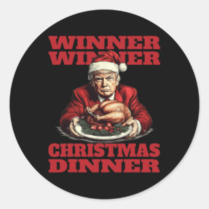 Grappig Donald Trump Winnaar Kerstdiner Ronde Sticker