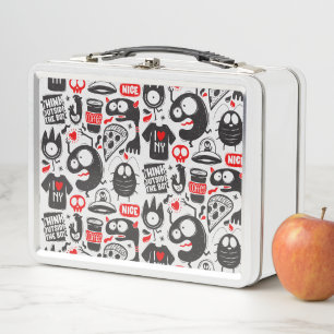 Grappig Doodle Monster - Pop Art Metalen Lunchbox