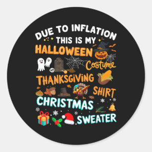 Grappig door de inflatie is dit Halloween Kerst Ronde Sticker
