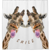 Grappig douchegordijn met speelse Giraffes - Smile (Voorkant)