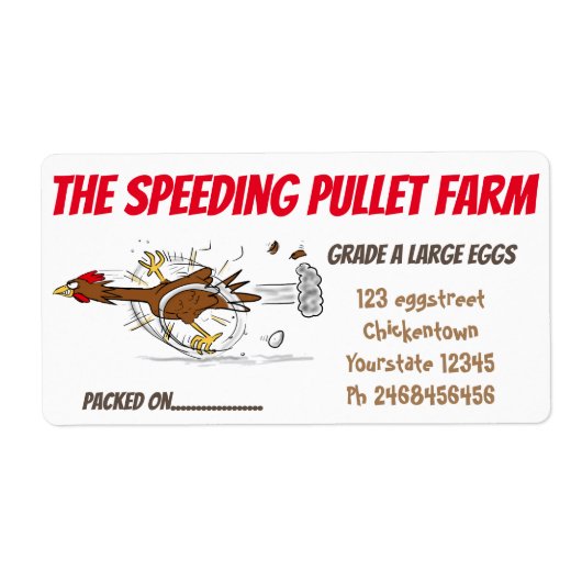 Grappig draaiende cartoon-eikarton etiket (Voorkant)