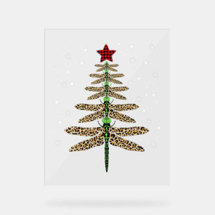 Grappig Dragonfly kerstboom ornamenten luipaard Acryl Bord