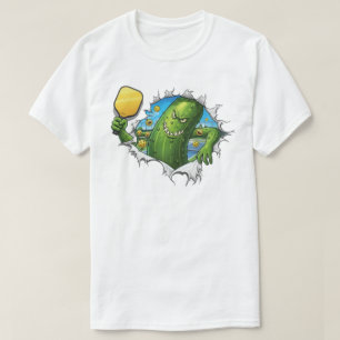 Grappig dramatisch pickleball-paddle-monstergame t-shirt