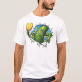 Grappig dramatisch pickleball-paddle-monstergame t-shirt (Voorkant)
