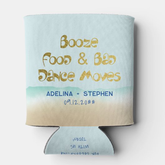 Grappig drank eten en slechte dans beweegt strand  blikjeskoeler (Achterkant)