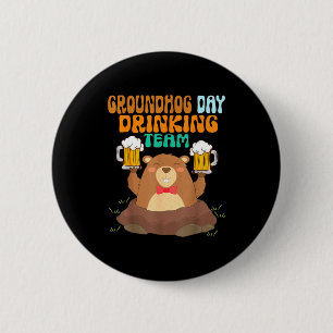 Grappig drankteam voor Groundhog Day Ronde Button 5,7 Cm