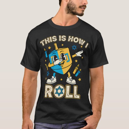 Grappig Dreidel Dabbing Hanukkah T-shirt Menorah C (Voorkant)