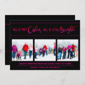 Grappig drie foto's allemaal is geen kalm roze zwa feestdagenkaart (Voorkant / Achterkant)