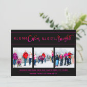 Grappig drie foto's allemaal is geen kalm roze zwa feestdagenkaart (Staand voorkant)