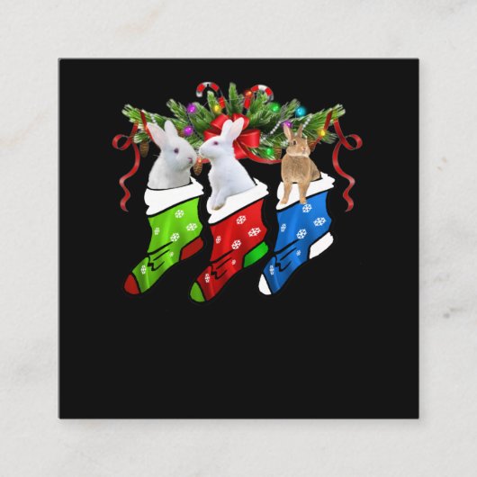 Grappig drie konijnen met Sock-kerstkonijnencadeau Vierkante Visitekaartje (Voorkant)