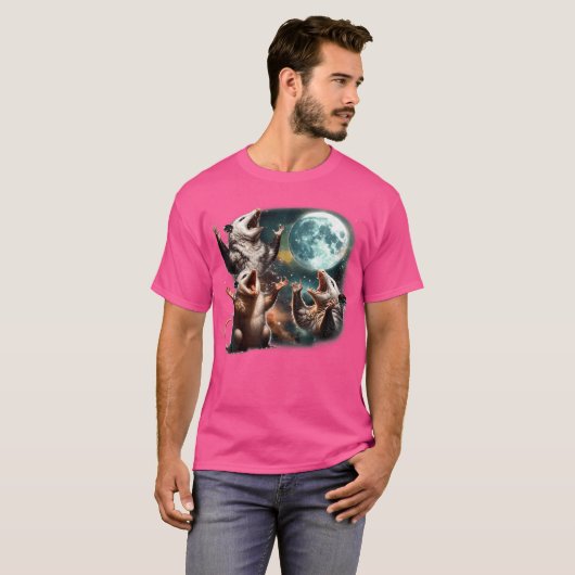 Grappig Drie Opossum Maan 3 Possum Volle Vreemde M T-shirt (Voorkant volledig)