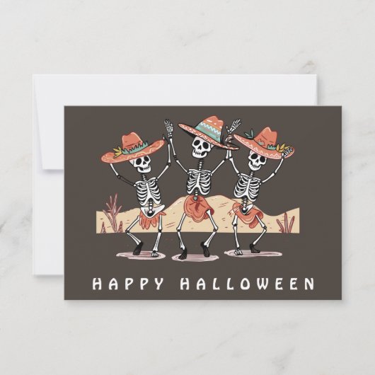 Grappig Drie Skelet Halloween Kaart (Voorkant)