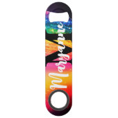 Grappig Drink citaat Rainbow Galaxy Stars Stardust Speed Flessenopener (Achterkant)