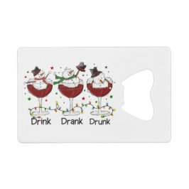 Grappig "Drink, Drink, Drink" Snowman en Wine Creditkaart Flessenopener