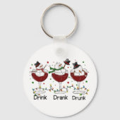 Grappig "Drink, Drink, Drink" Snowman en Wine Sleutelhanger (Voorkant)