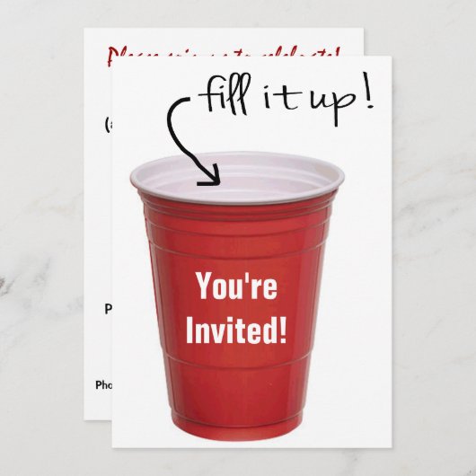 Grappig Drink Empty Cup Booze Party Kaart (Voorkant / Achterkant)