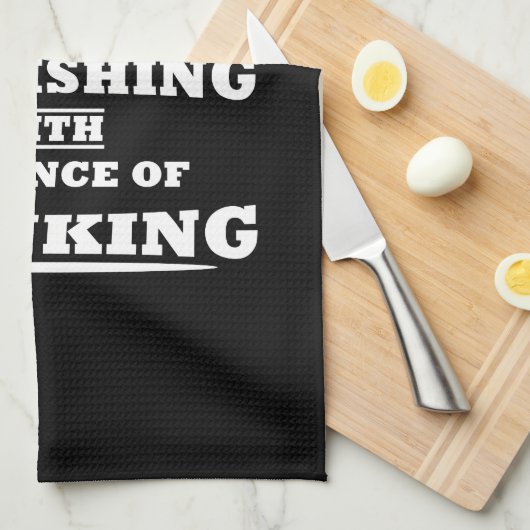 Grappig drink gezegde en ijsvissen theedoek (Quarter Fold)