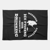 Grappig drink gezegde en ijsvissen theedoek (Horizontaal)