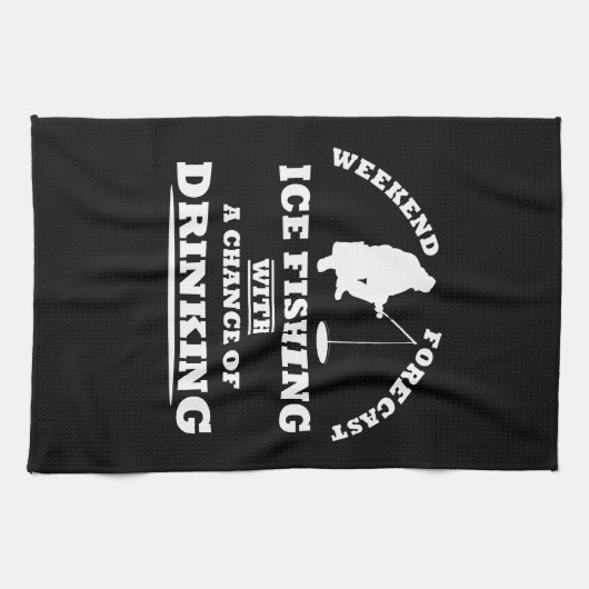 Grappig drink gezegde en ijsvissen theedoek (Horizontaal)