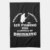 Grappig drink gezegde en ijsvissen theedoek (Verticaal)
