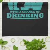 Grappig drink gezegde en ijsvissen theedoek (Gevouwen)