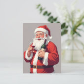 Grappig Drink kerstman Feestdagenkaart (Staand voorkant)
