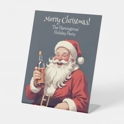 Grappig Drink kerstman Reclamebord Met Voetstuk (Voorkant)