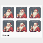 Grappig Drink kerstman Vierkante Sticker (Vel)