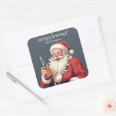 Grappig Drink kerstman Vierkante Sticker (Envelop)