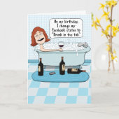 Grappig Drink op de Tub Birthday Kaart (Gele Bloem)