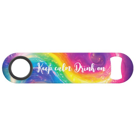 Grappig Drink Rainbow Stropdas-Dye Galaxy Blijf ka Speed Flessenopener (Voorkant (Horizontaal))