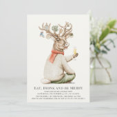 Grappig Drink rendier Ornament kerstvakantie Kaart (Staand voorkant)